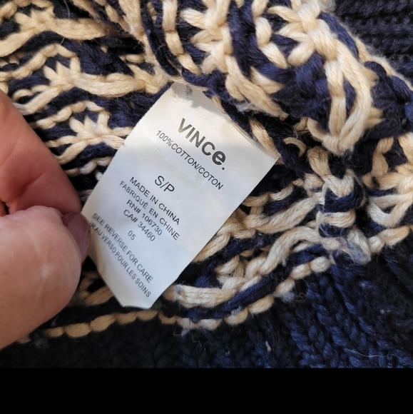 Vince Womens Size Small Oversized, Dropped Shoulder, Blue and Cream 100% cotton - Picture 5 of 8